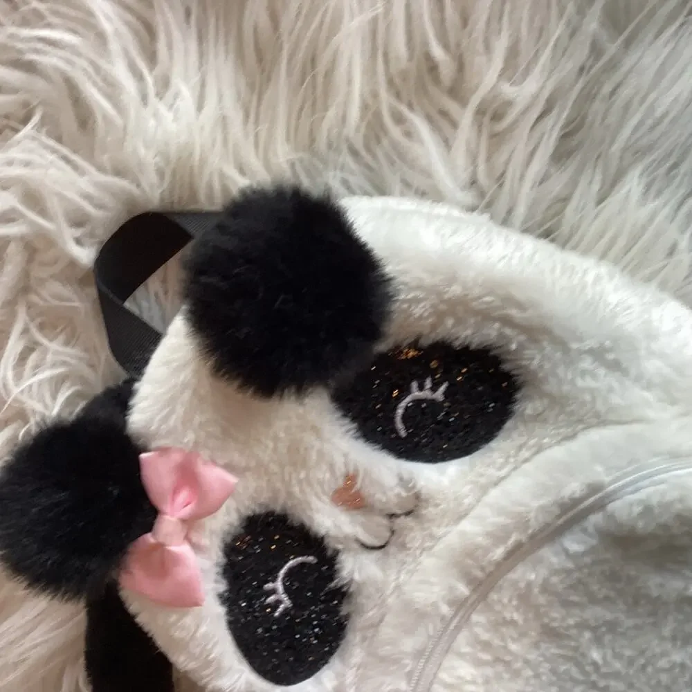 Claire's Club Plush Panda Small Backpack‎ Minimalist White Black - Picture 5 of 10